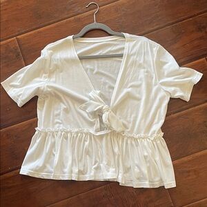 Elegant White Tie-Front Top